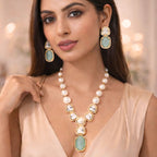Elegant High Gold Polish Kundan Stone Necklace Set with Earrings for Women | Brass Metal Base | Artificial Beads & Stones | Perfect for Traditional and Cultural Occasions
