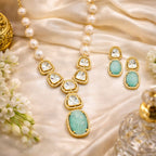 Elegant High Gold Polish Kundan Stone Necklace Set with Earrings for Women | Brass Metal Base | Artificial Beads & Stones | Perfect for Traditional and Cultural Occasions