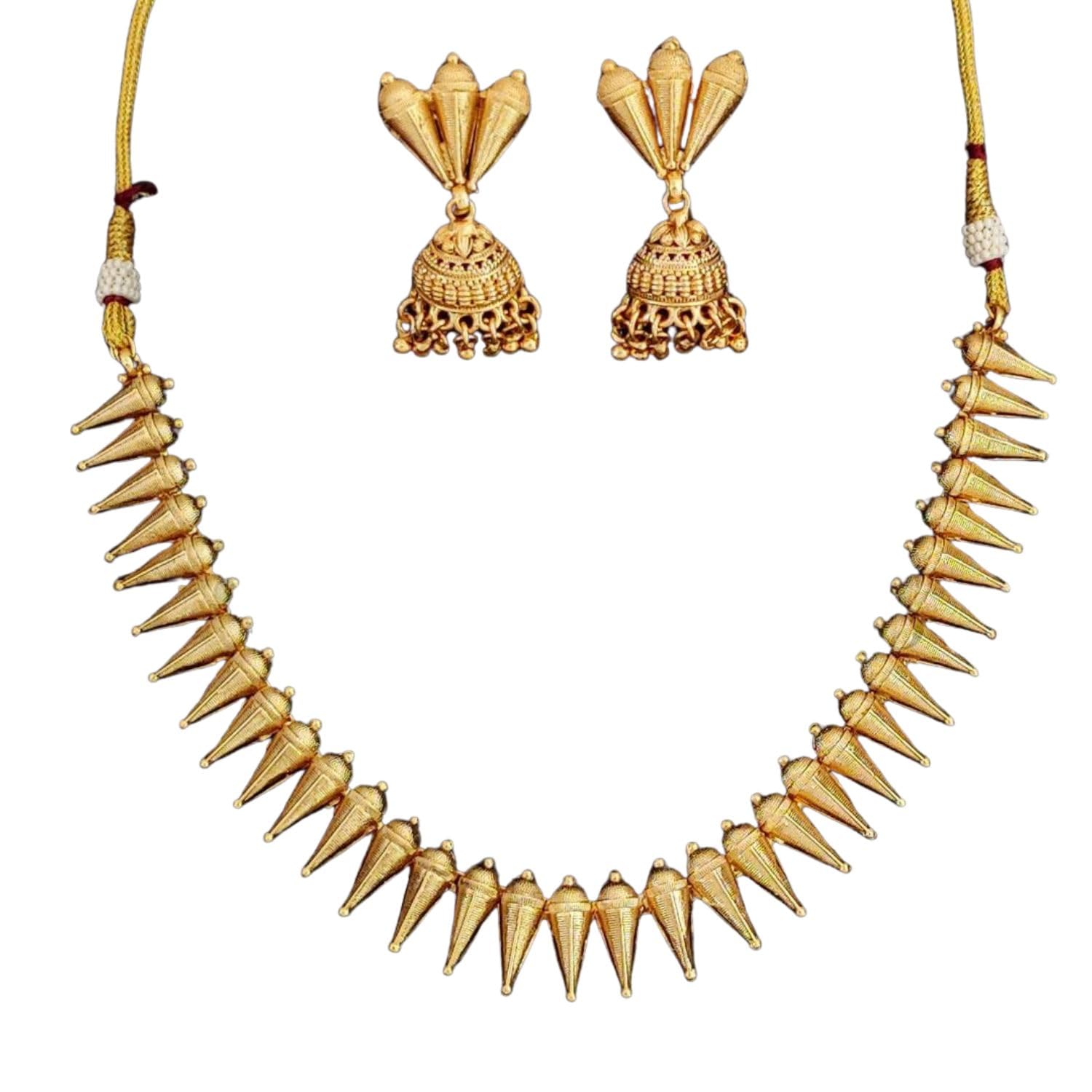 Antique Design High Gold Polish Fancy Necklace Set for Traditional Look | Brass Metal Jewellery
