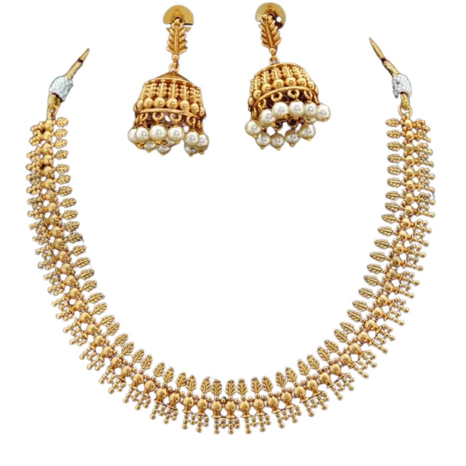 Designer Beautiful Fancy Style Matte Gold Polish Necklace Set