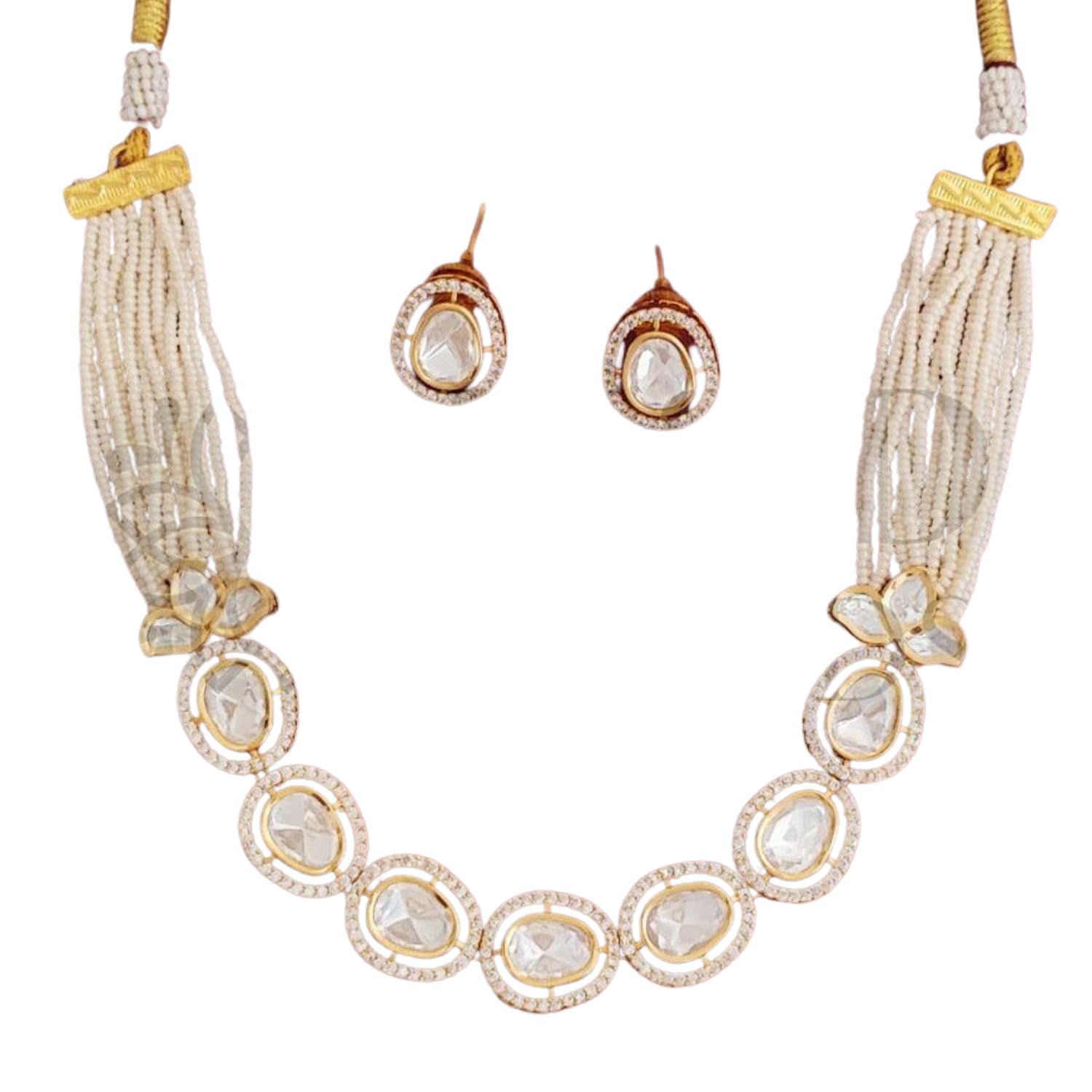 High Gold Polish Kundan Jewellery Full Stone Designer Short Necklace Set | Brass & Copper Metal | Traditional Kundan Necklace