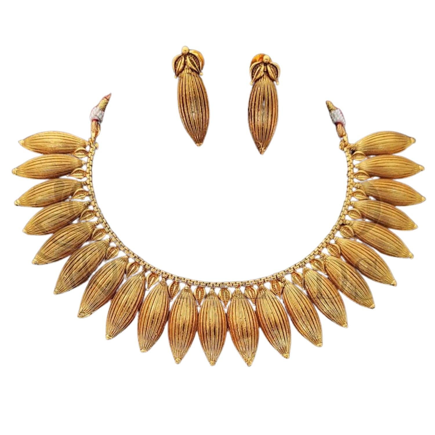 M&D Jewellery High Gold Polish Fancy Necklace Set for Western Style | Brass Metal Necklace Set for Women