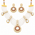 Antique Design High Gold Polish Pearl & Kundan Necklace Set for Women