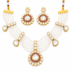 Antique Design High Gold Polish Pearl & Kundan Necklace Set for Women