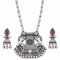 Elephant Tribal Oxidized Necklace Set