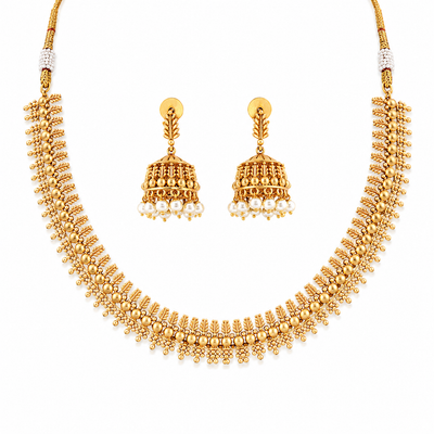 Traditional Pearl Gold Necklace Set
