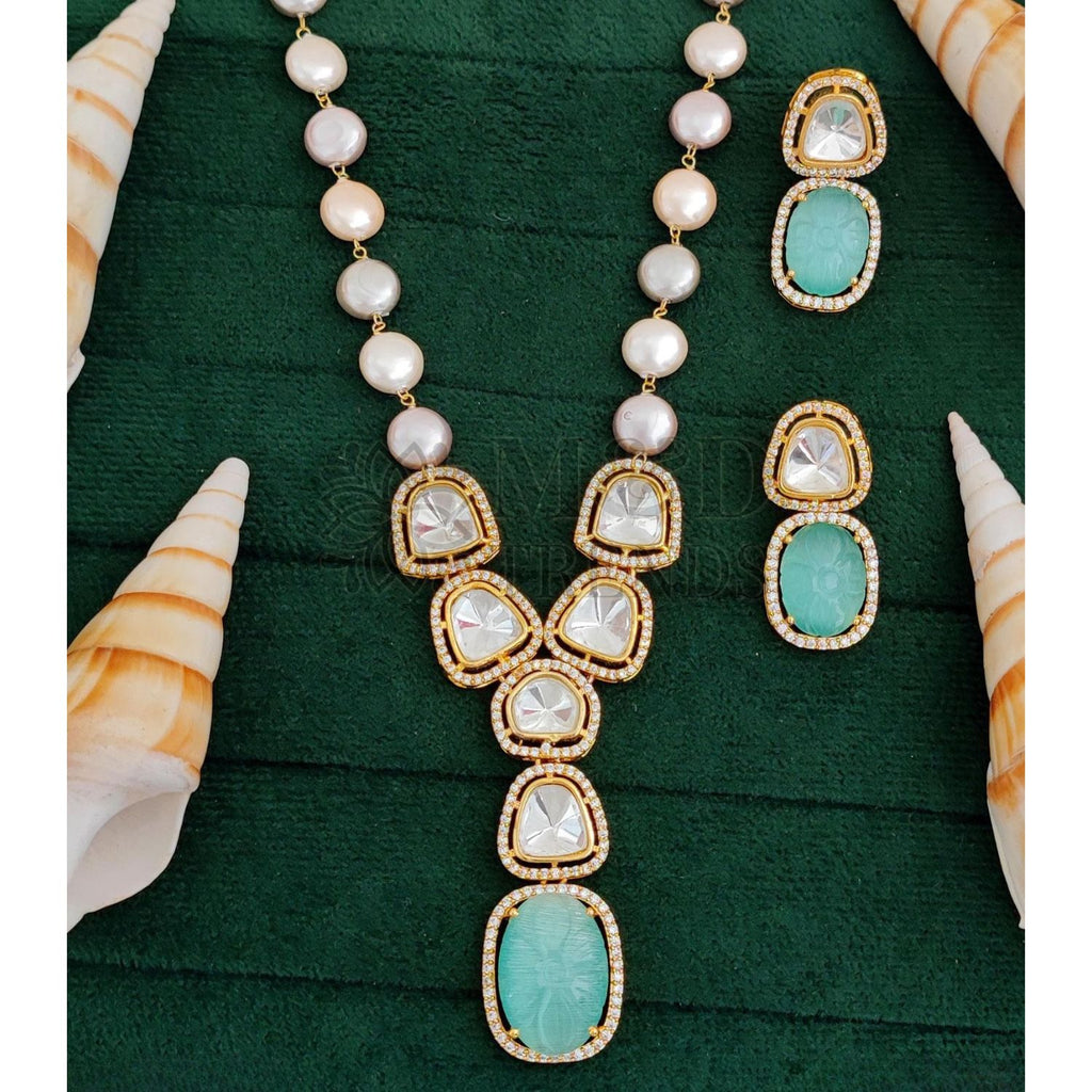 Elegant High Gold Polish Kundan Stone Necklace Set with Earrings for Women | Brass Metal Base | Artificial Beads & Stones | Perfect for Traditional and Cultural Occasions